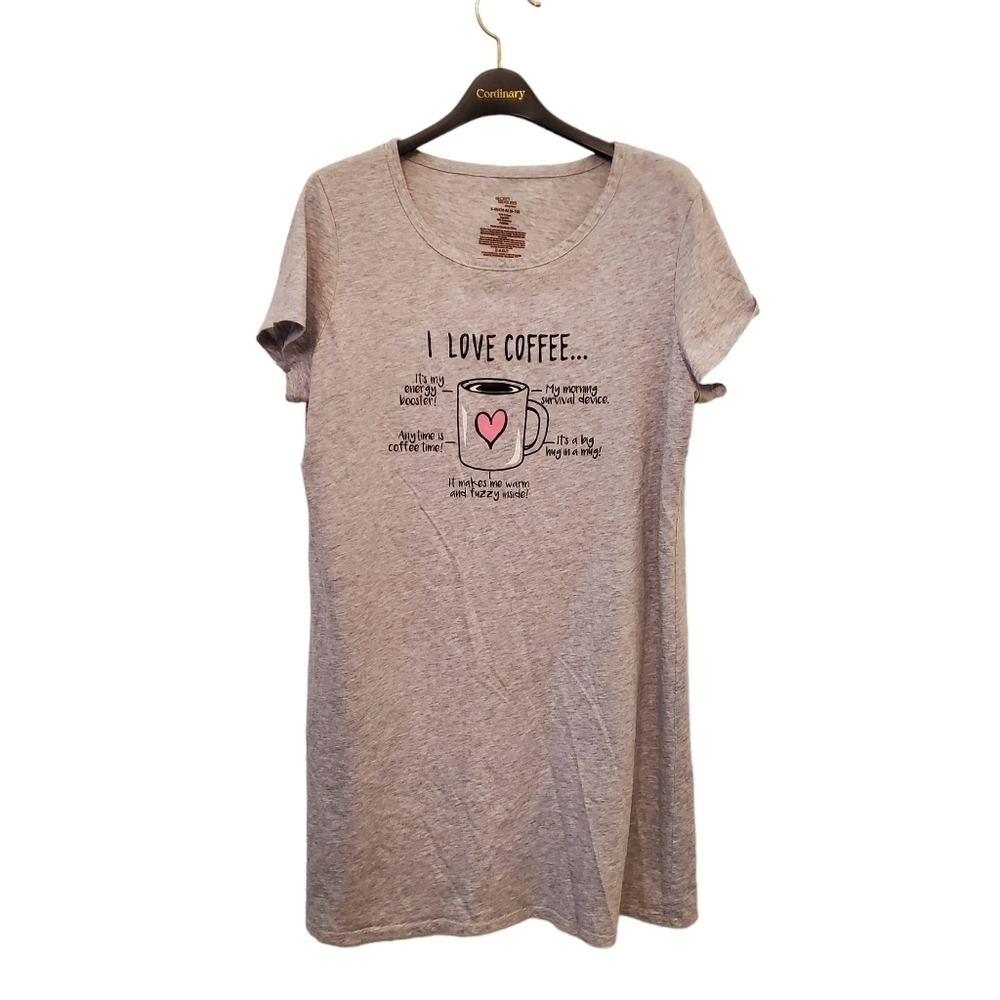 Secret Treasures Small Cotton Blend "I Love Coffee" Pajama Sleep Dress